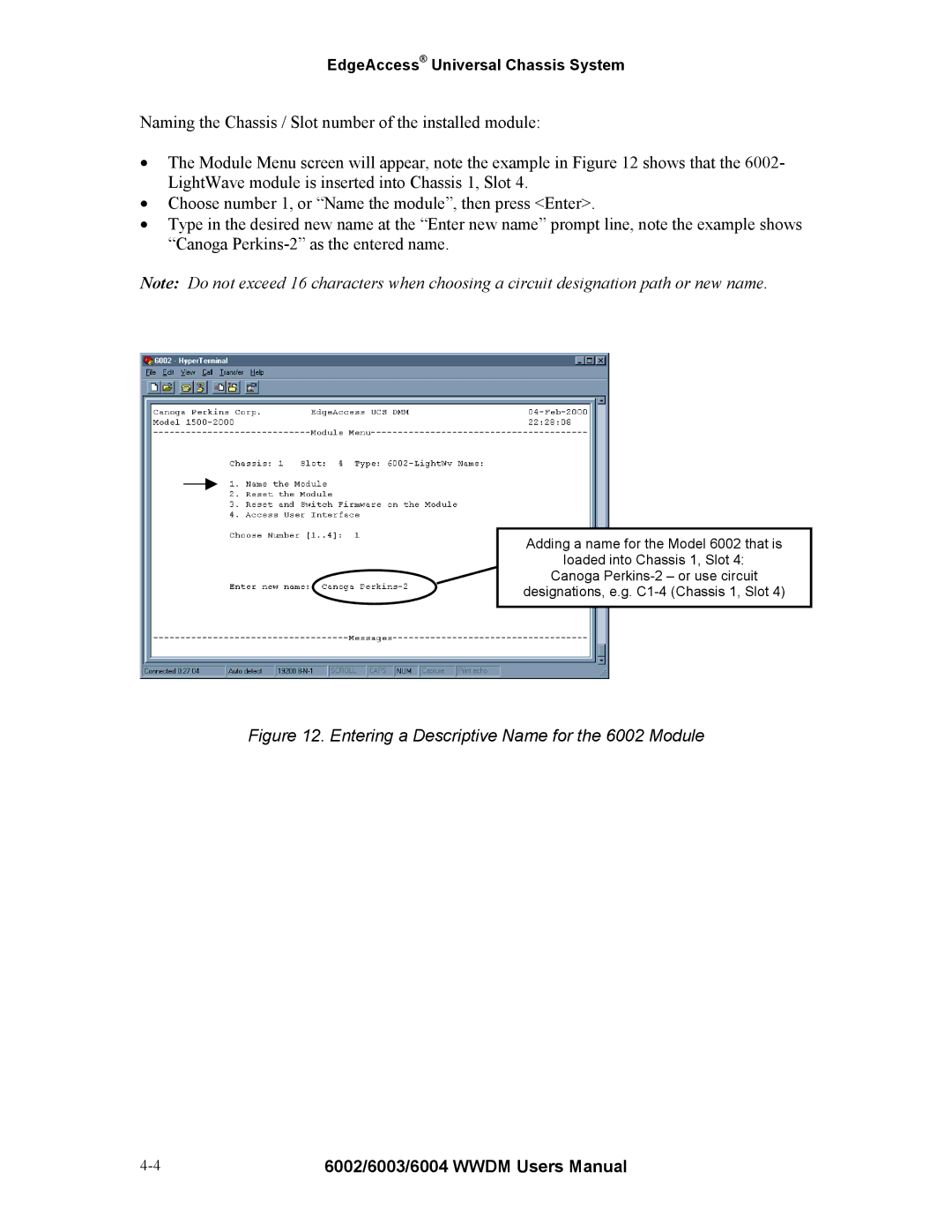 Continental Automated Buildings Association user manual Entering a Descriptive Name for the 6002 Module 