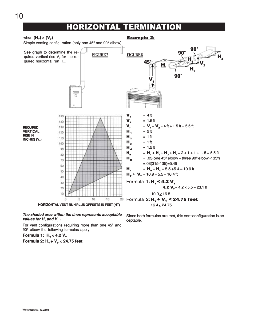 Continental BCDV42P, BCDV42N manual Horizontal Termination, Example, Formula 1 HT 4.2 VT, Formula 2 HT + VT 24.75 feet 