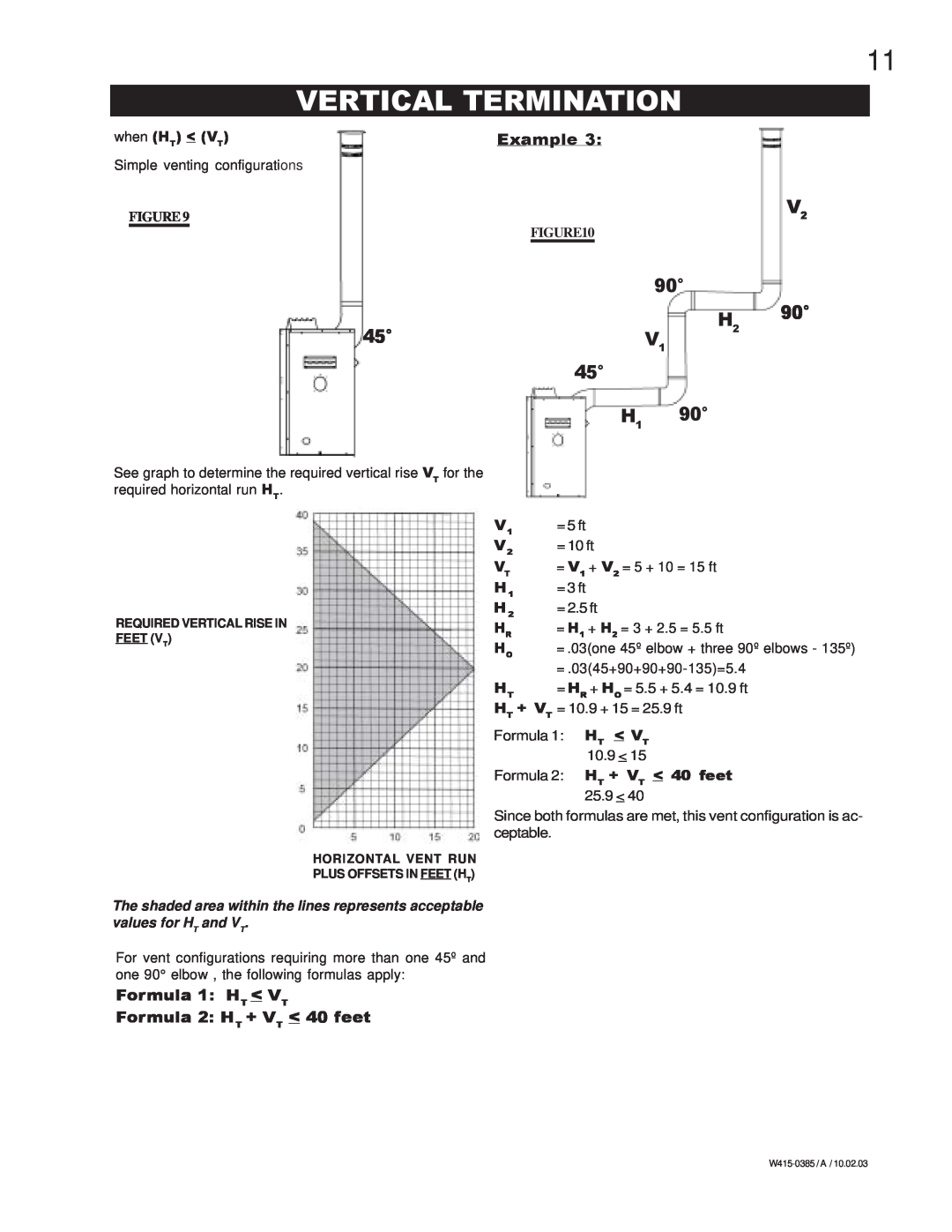 Continental BCDV42N, BCDV42P manual Vertical Termination, Example, Formula 1 HT VT Formula 2 HT + VT 40 feet 