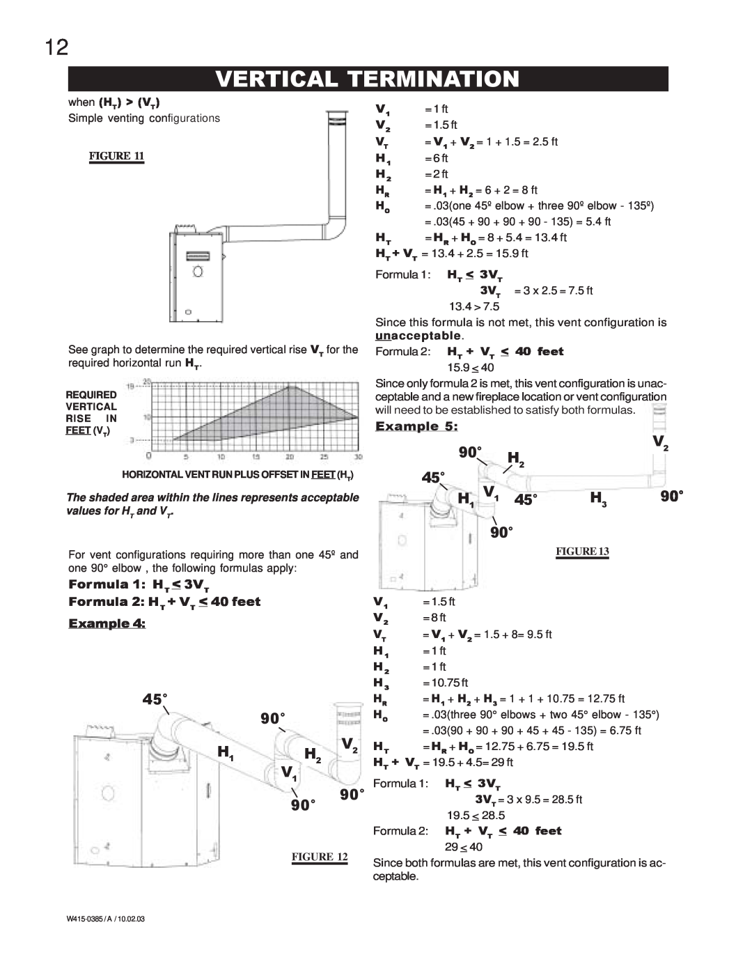 Continental BCDV42P, BCDV42N manual Vertical Termination, Formula 1 HT 3VT Formula 2 HT + VT 40 feet Example 