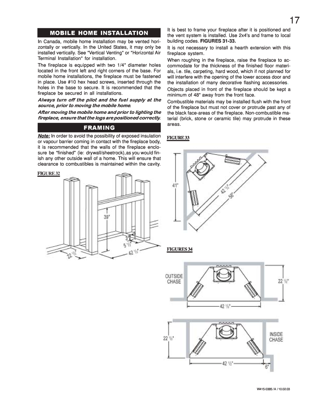 Continental BCDV42N, BCDV42P manual Mobile Home Installation, Framing, Figures 
