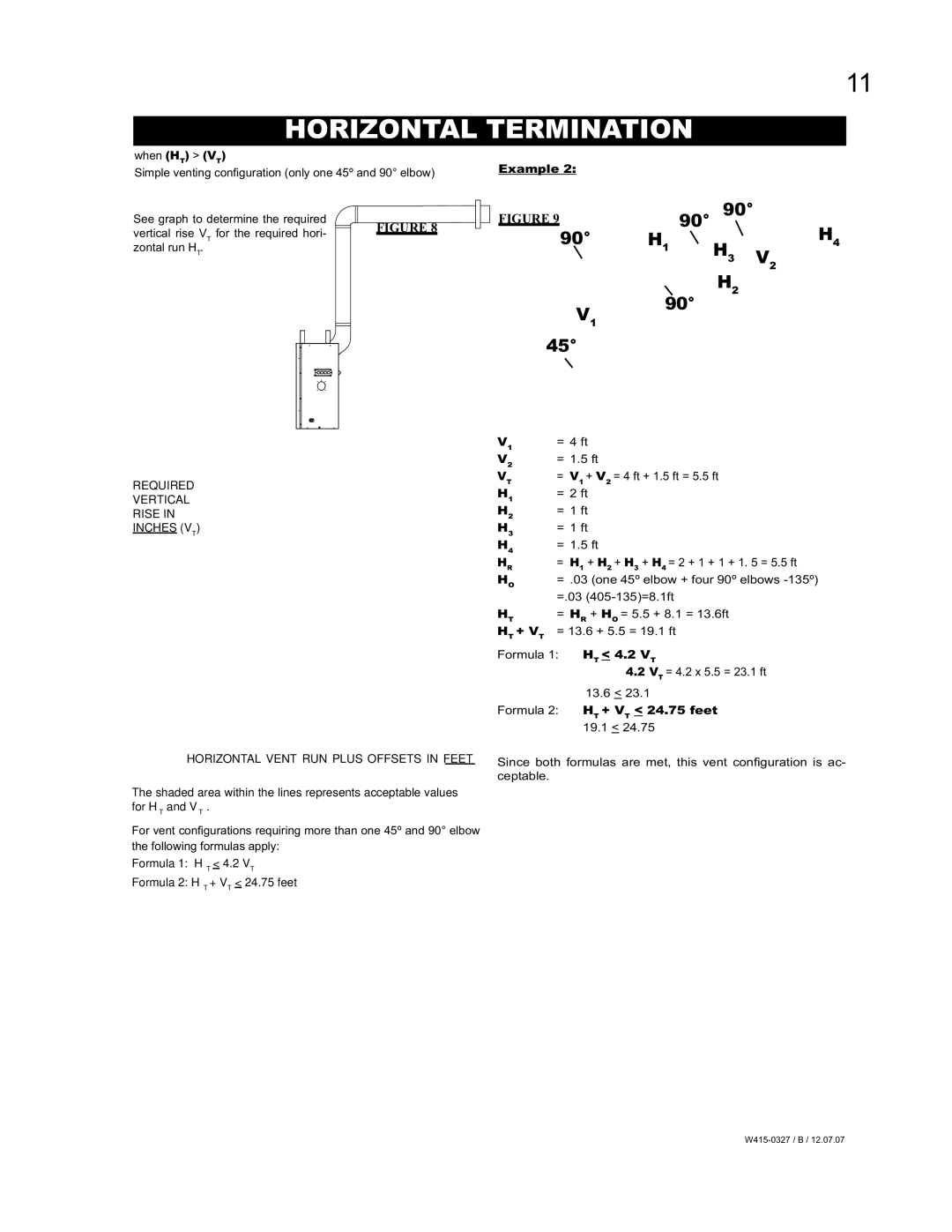 Continental BCDV48N, BCDV48P manual Formula 1 HT 4.2 VT Formula 2 HT + VT 24.75 feet 