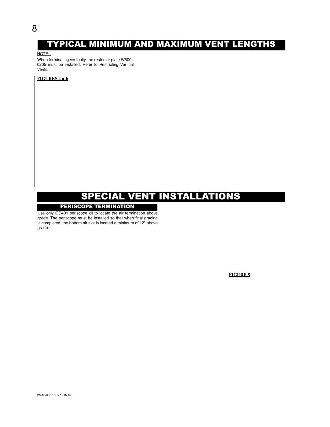 Continental BCDV48P, BCDV48N manual Special Vent Installations, Periscope Termination 