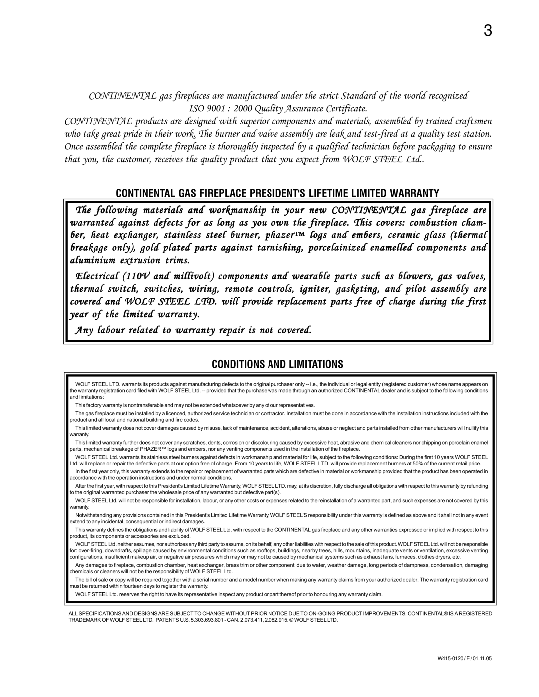 Continental CBI 360-N, CBI 360-P manual Conditions and Limitations 