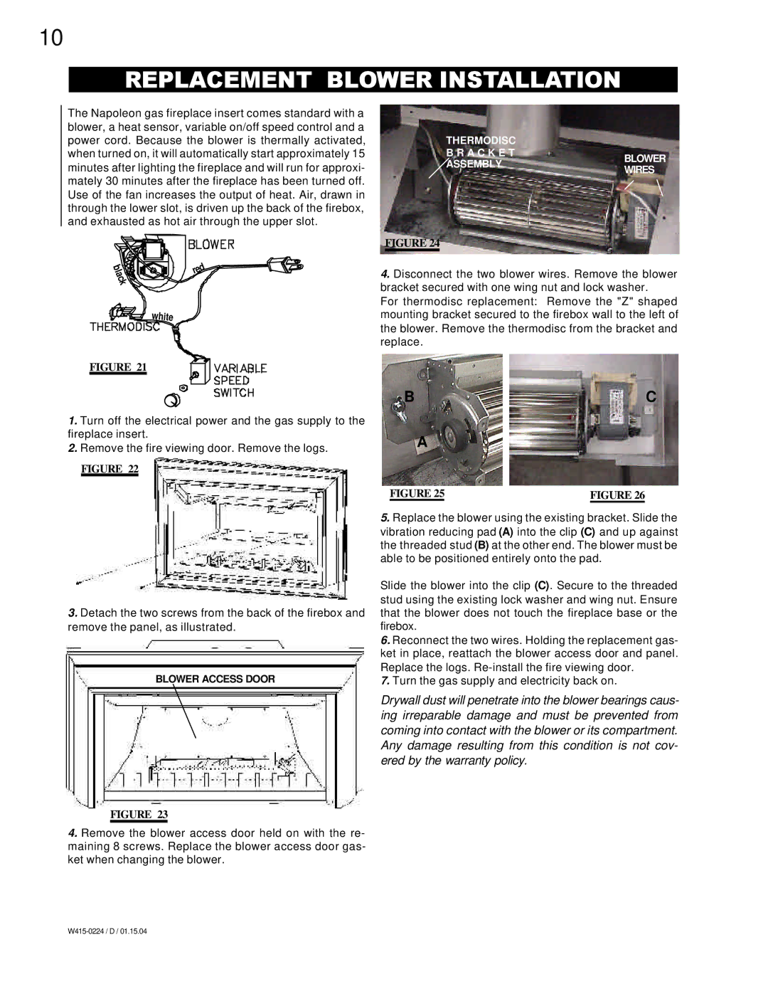 Continental CDIZC - N, CDIZC - P manual Replacement Blower Installation 