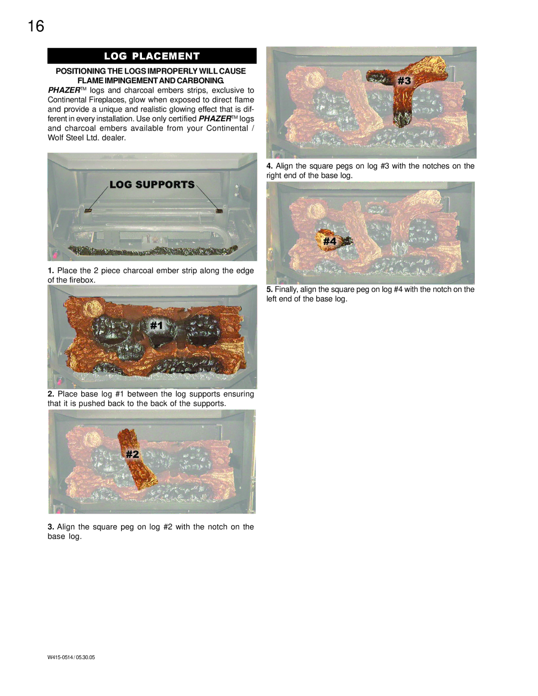 Continental CDVS500-P, CDVS500-N manual LOG Placement 