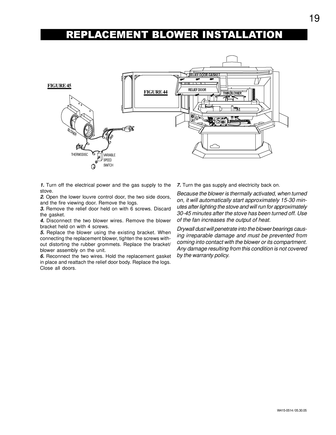 Continental CDVS500-N, CDVS500-P manual Replacement Blower Installation 