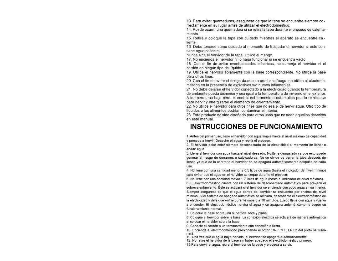 Continental CE23691 user manual Instrucciones De Funcionamiento 