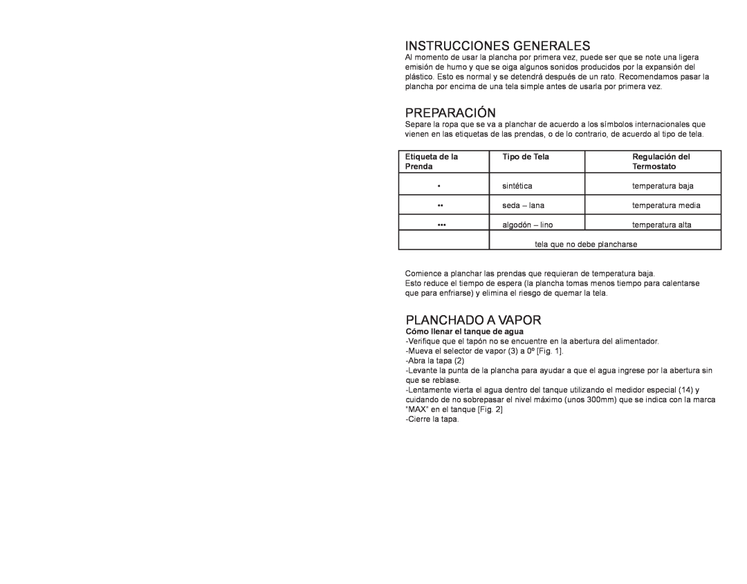 Continental CM43095 Instrucciones Generales, Preparación, Etiqueta de la, Tipo de Tela, Regulación del, Prenda, Termostato 