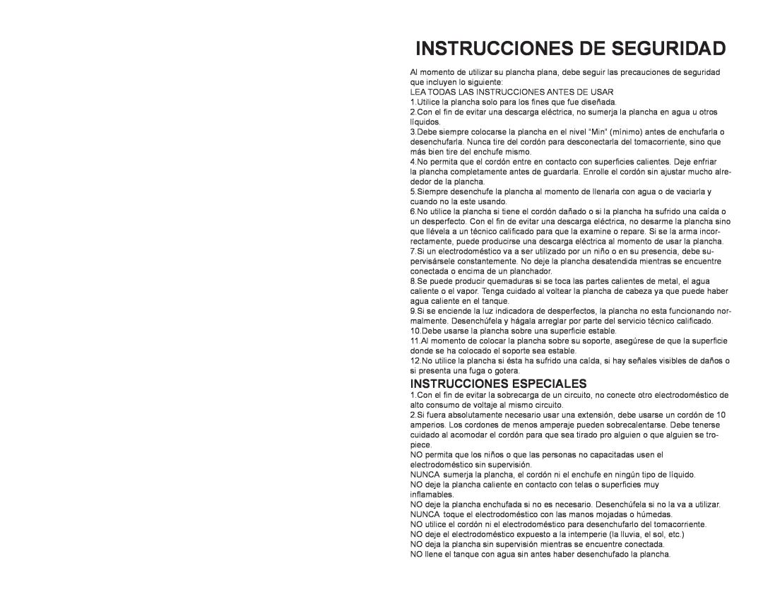 Continental CM43095 instruction manual Instrucciones De Seguridad, Instrucciones Especiales 