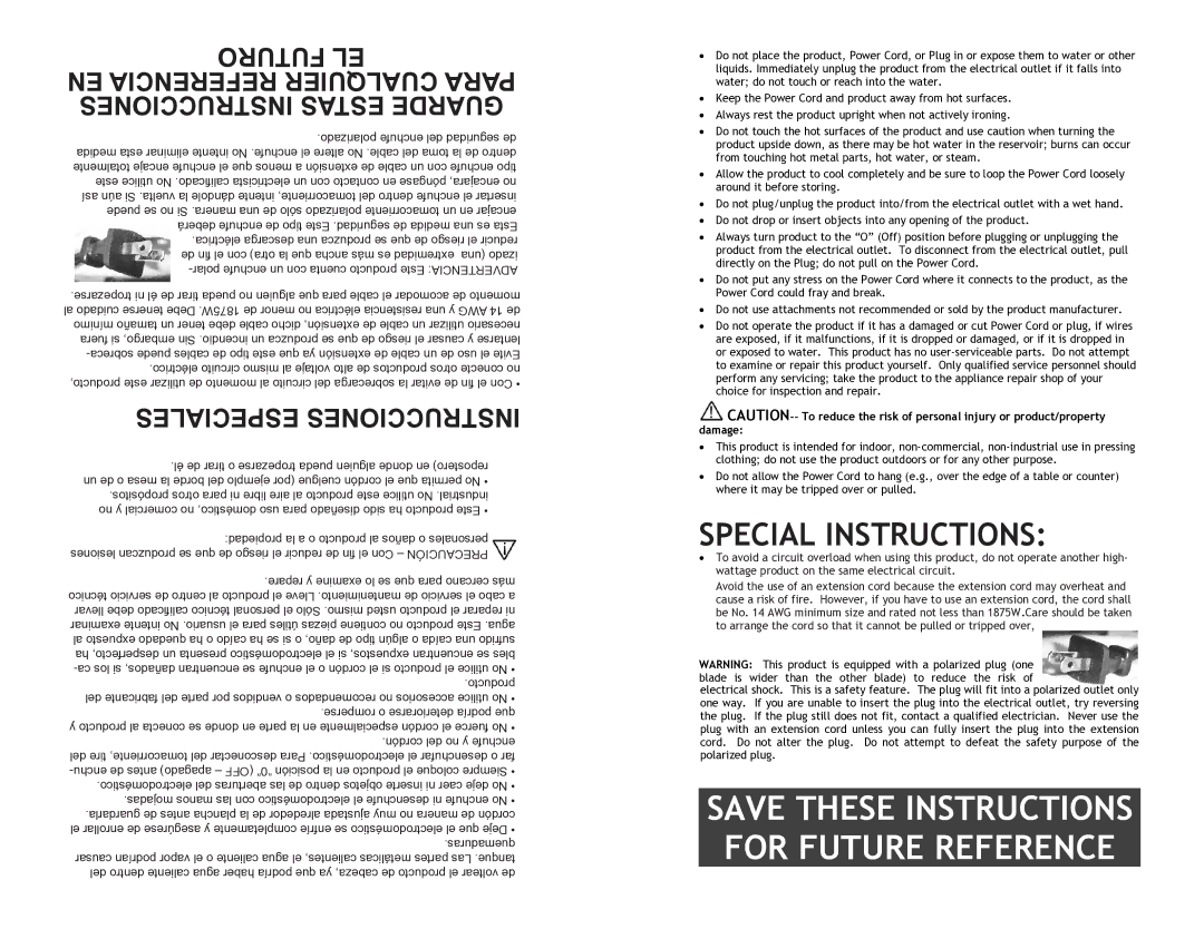 Continental CP43021 instruction manual Futuro EL, Instrucciones Estas Guarde 