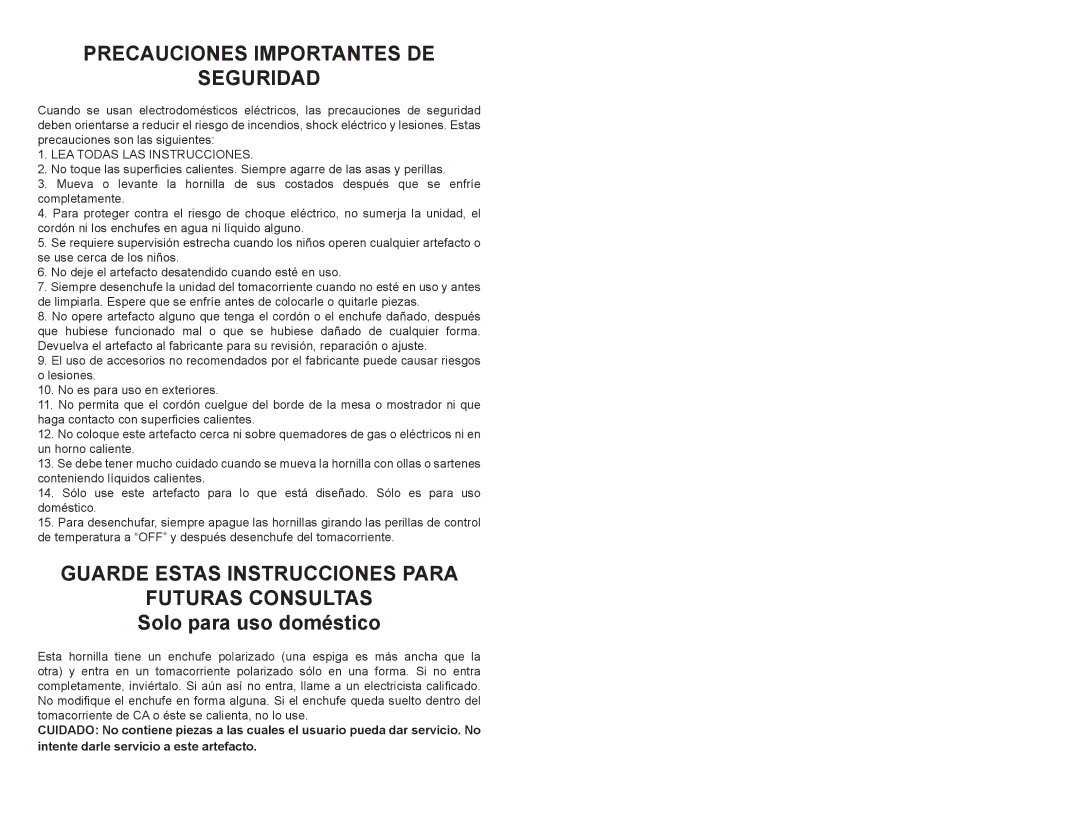 Continental CP43309 instruction manual Futuras Consultas Solo para uso doméstico, LEA Todas LAS Instrucciones 