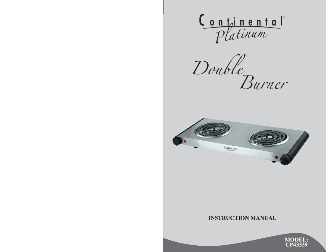 Continental CP43329 instruction manual DoubleBurner 