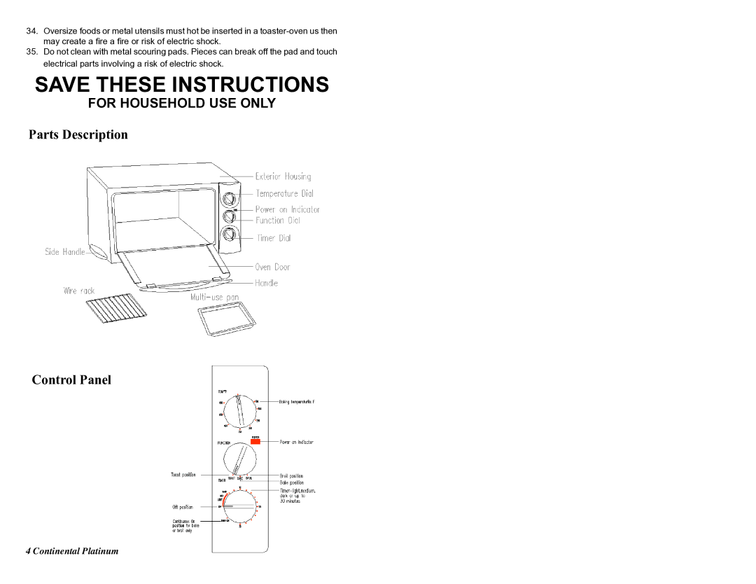 Continental CP43579 instruction manual For Household USE only 