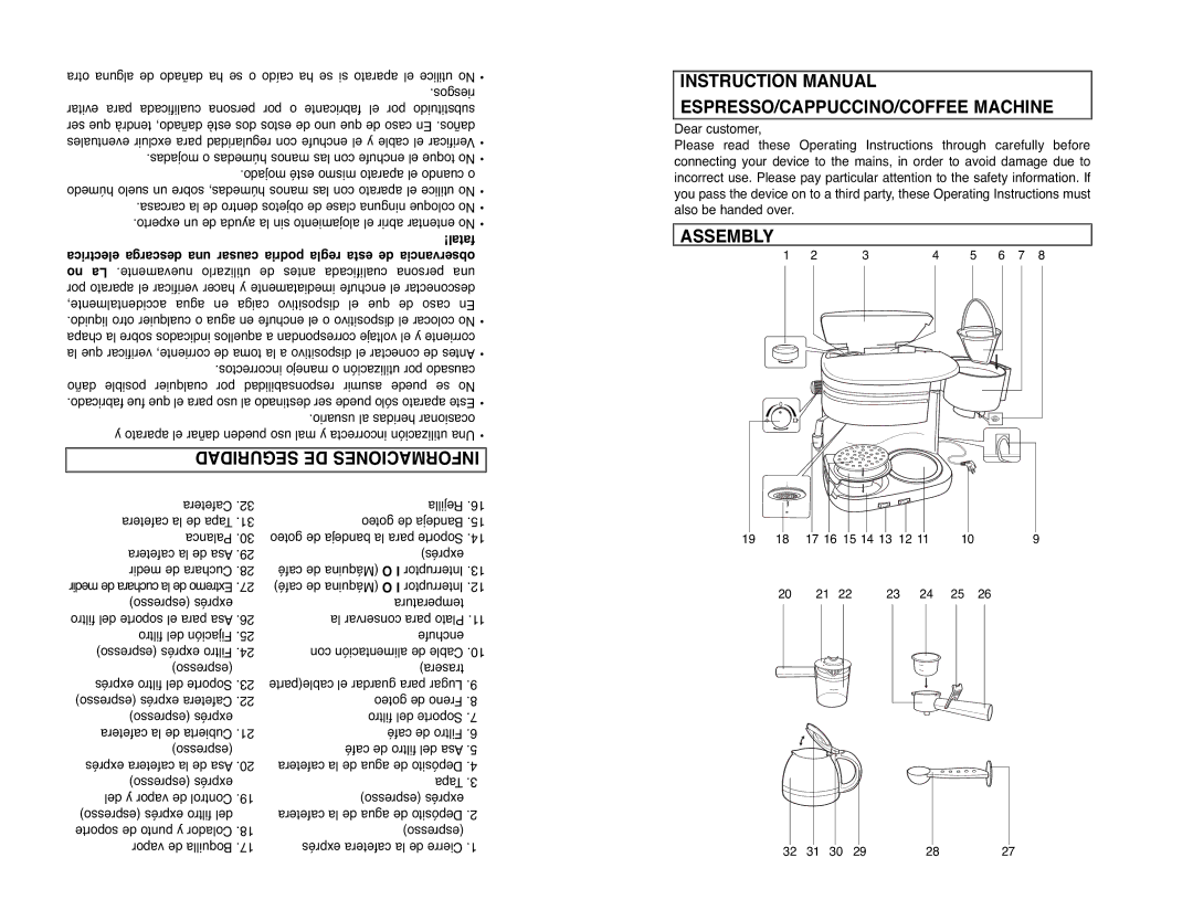 Continental CP43609 instruction manual Assembly, Seguridad DE Informaciones 