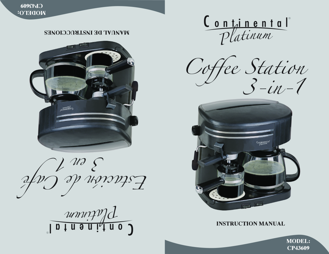 Continental instruction manual CoffeeStation, 3-in-1, 1 en 3 Café de Estación, CP43609 MODELO, Instrucciones De Manual 