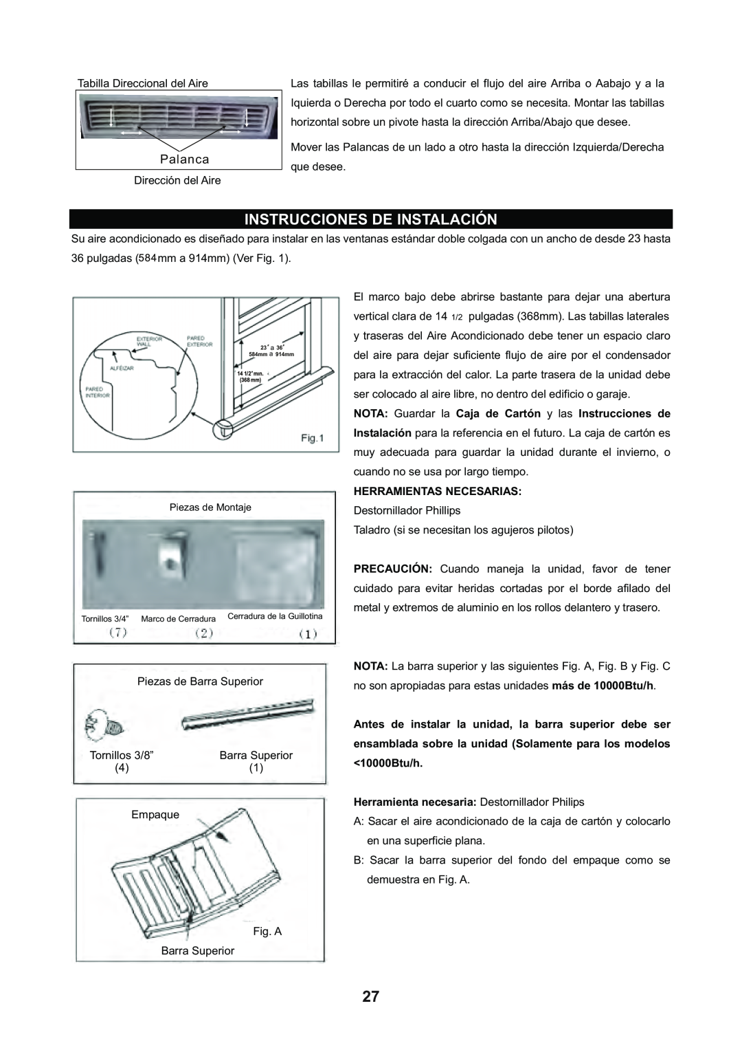 Continental Electric CE11155 Instrucciones De Instalación, NOTA Guardar la Caja de Cartón y las Instrucciones de, Palanca 