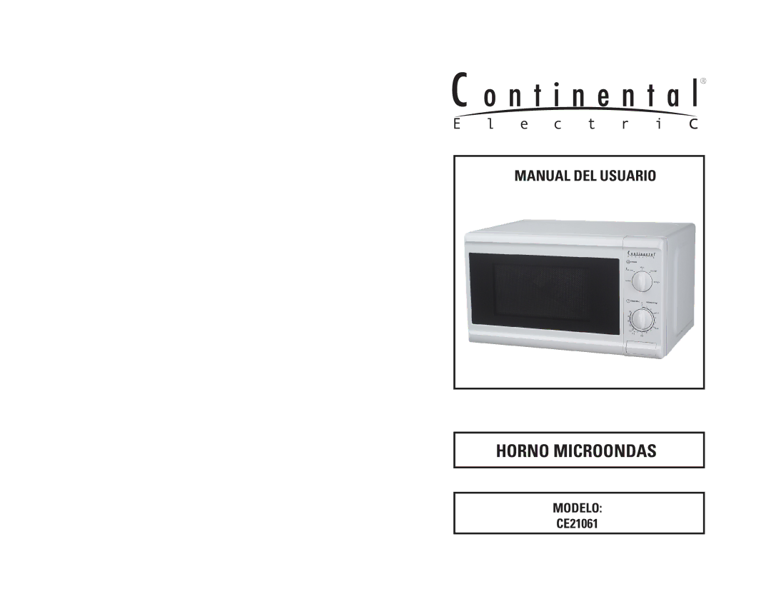 Continental Electric CE21061 instruction manual Horno Microondas 