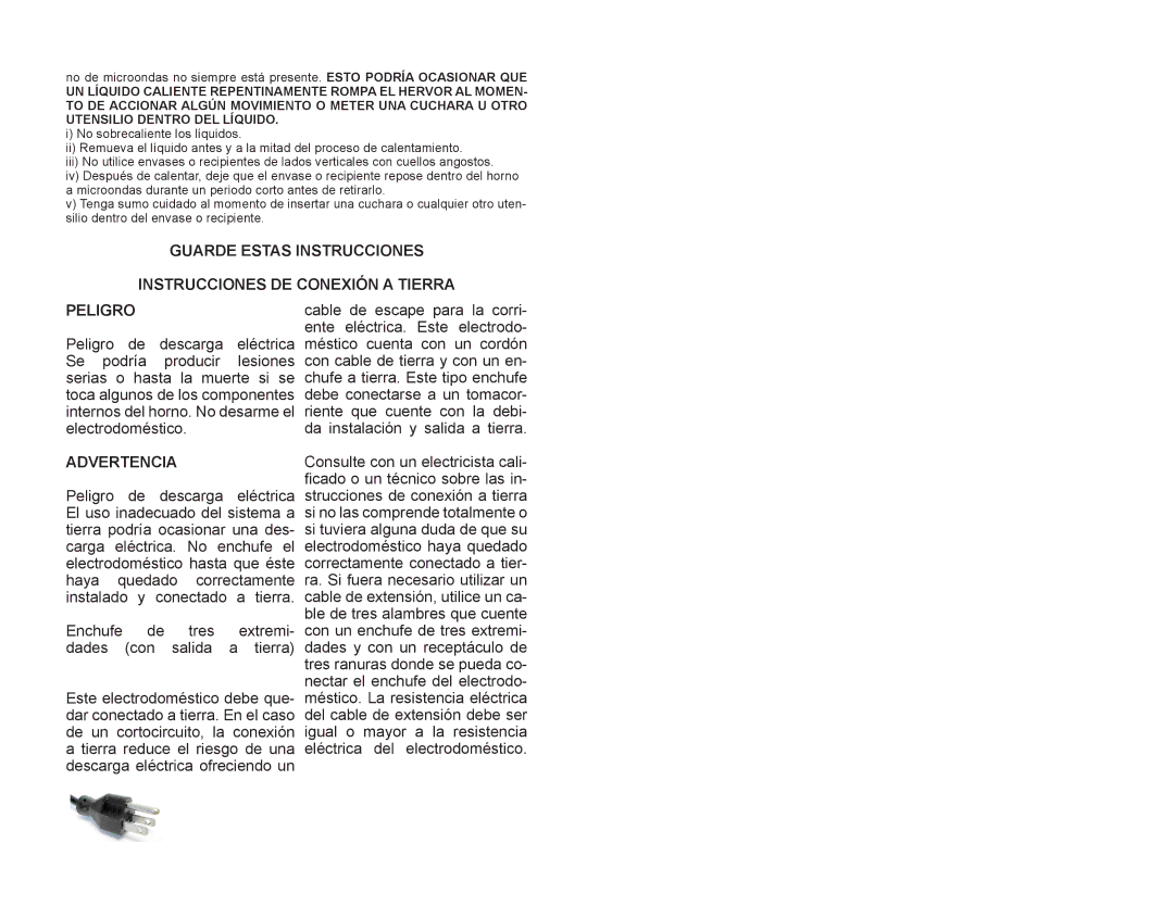 Continental Electric CE21061 instruction manual Advertencia 