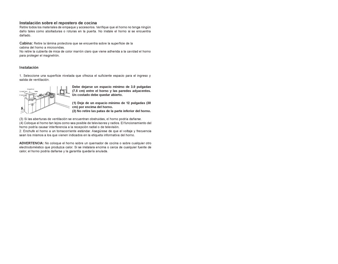 Continental Electric CE21061 instruction manual Instalación sobre el repostero de cocina 