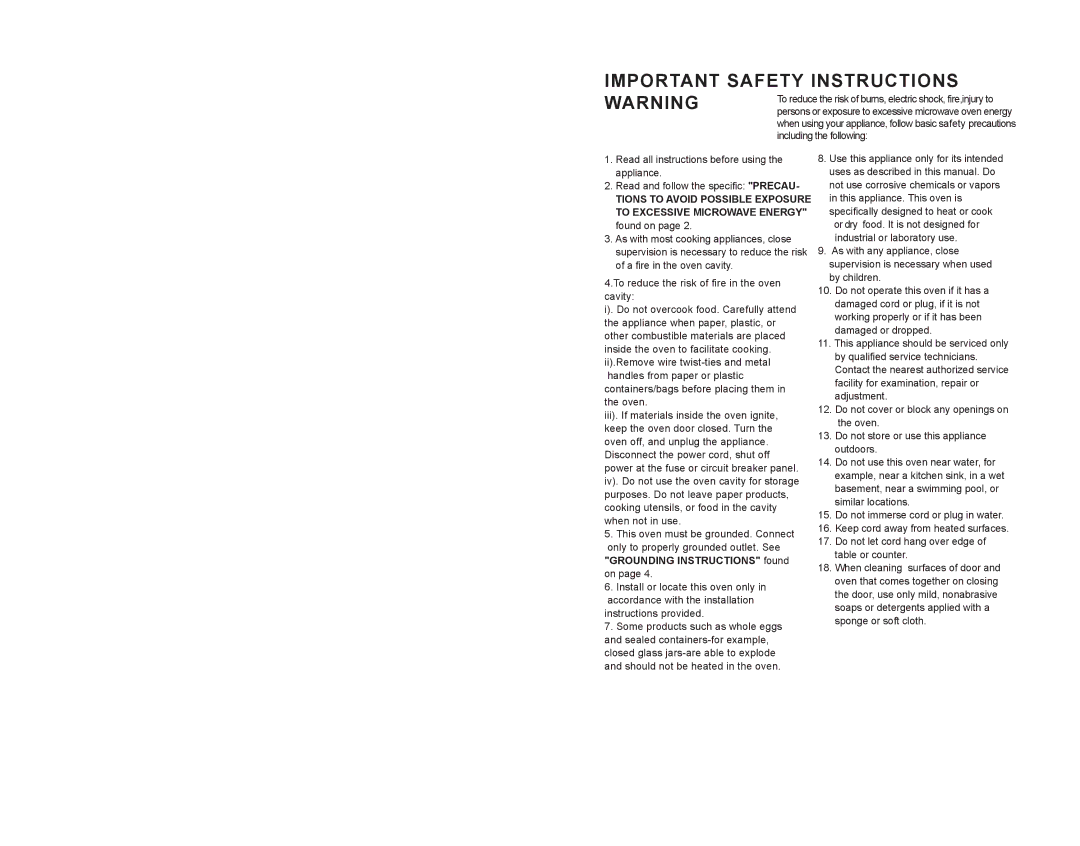 Continental Electric CE21061 instruction manual Important Safety Instructions 