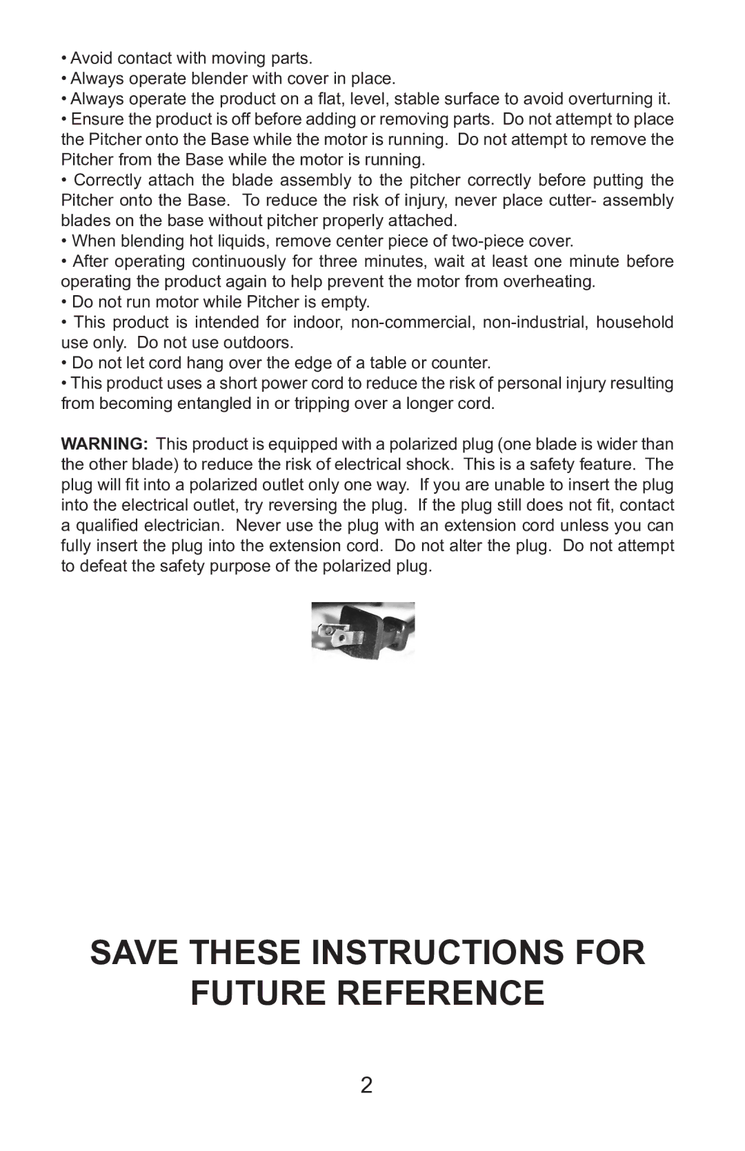 Continental Electric CE22131 user manual Save These Instructions for Future Reference 