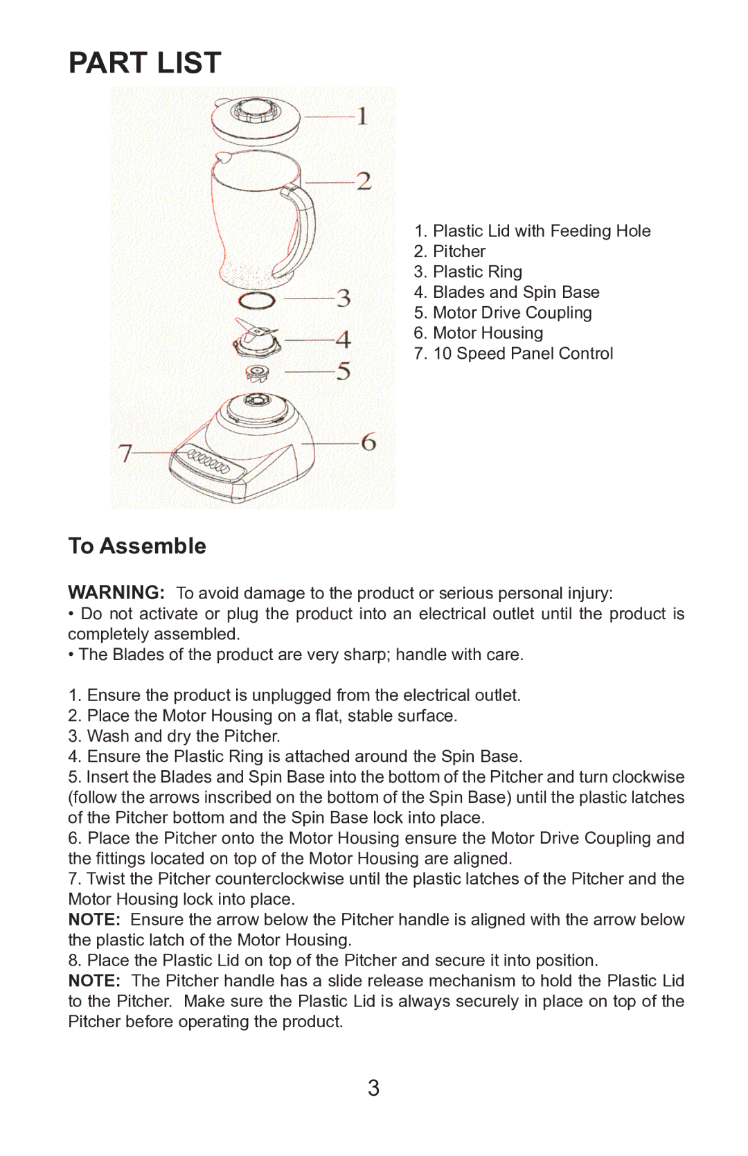 Continental Electric CE22131 user manual Part List, To Assemble 