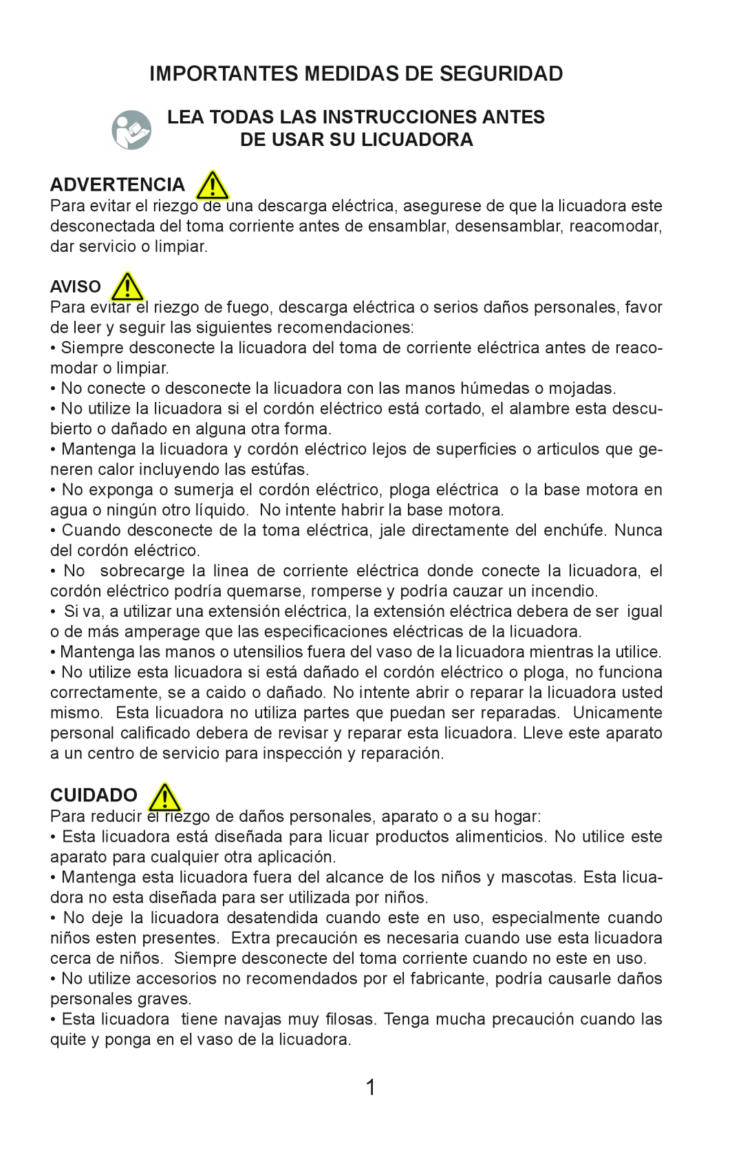 Continental Electric CE22131 Importantes Medidas De Seguridad, Lea Todas Las Instrucciones Antes, Cuidado, Aviso 
