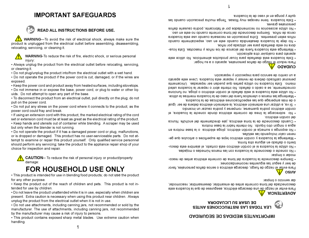 Continental Electric CE22139 user manual For Household USE only, Important Safeguards 