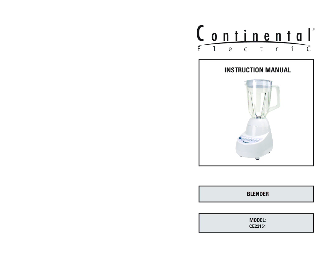 Continental Electric CE22151 manual 