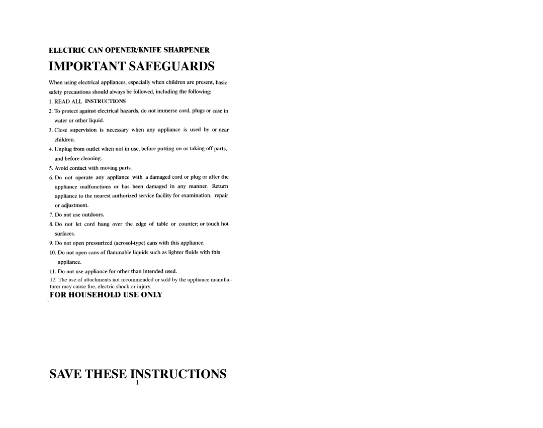 Continental Electric CE22261 instruction manual Important Safeguards 