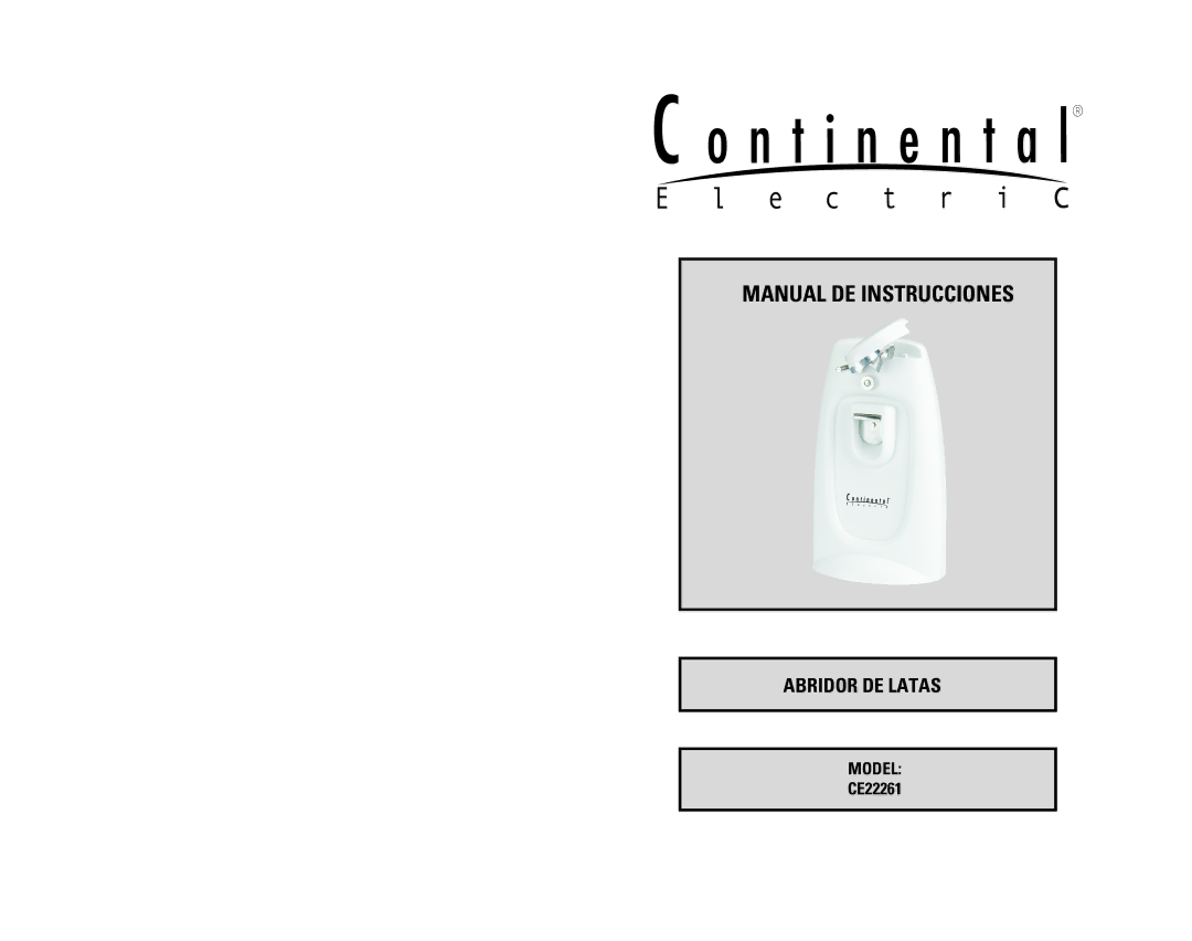 Continental Electric CE22261 instruction manual Manual DE Instrucciones 