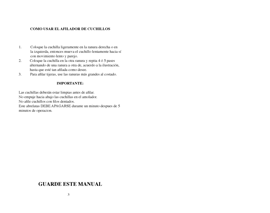 Continental Electric CE22261 instruction manual Como Usar El Afilador De Cuchillos, Importante, Guarde Este Manual 