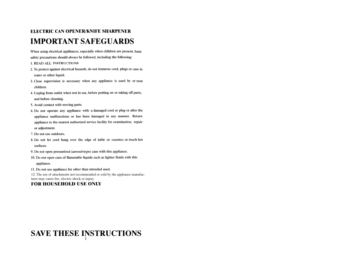 Continental Electric CE22261 instruction manual Important Safeguards, Save These Instructions 