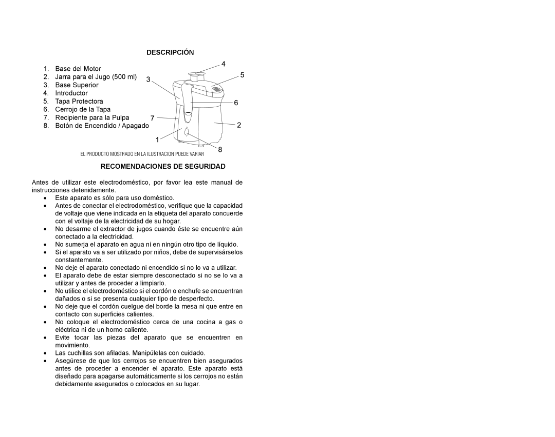 Continental Electric CE22331 instruction manual Descripción, Recomendaciones DE Seguridad 