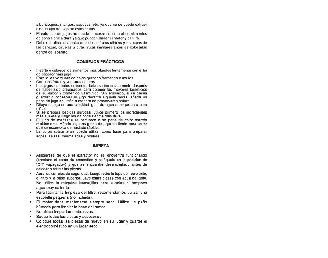 Continental Electric CE22331 instruction manual Consejos Prácticos, Limpieza 
