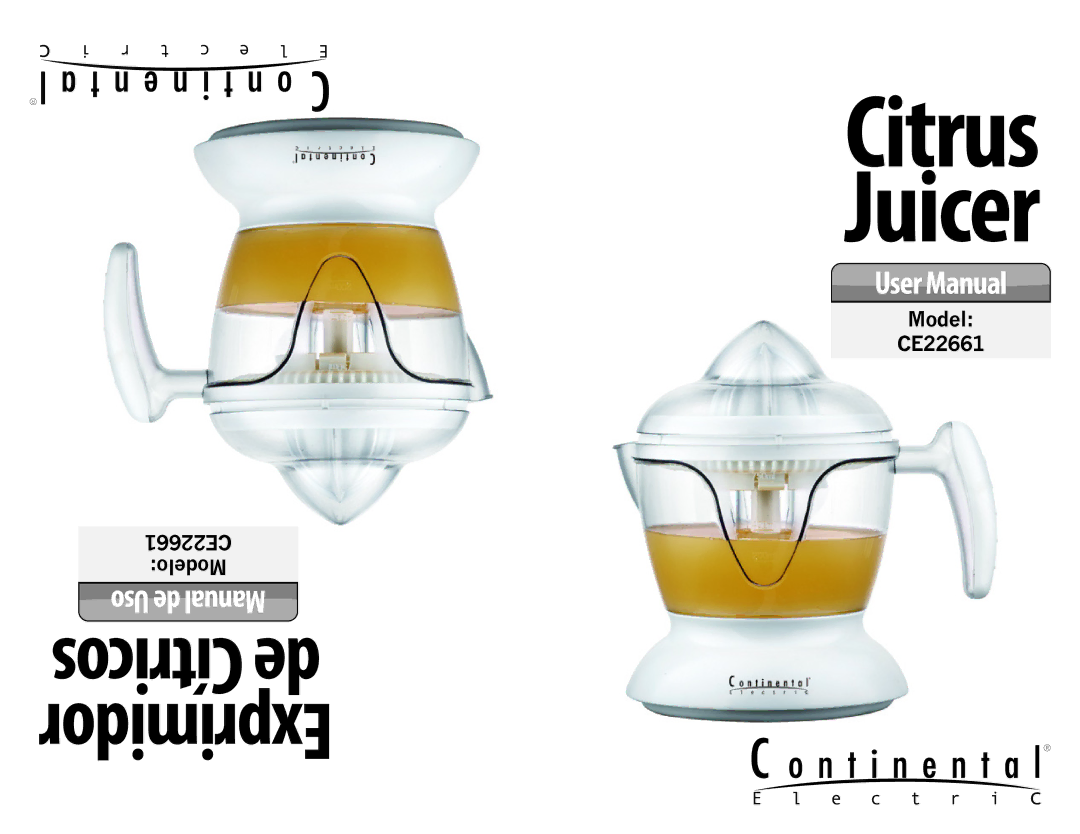 Continental Electric CE22661 user manual Juicer 