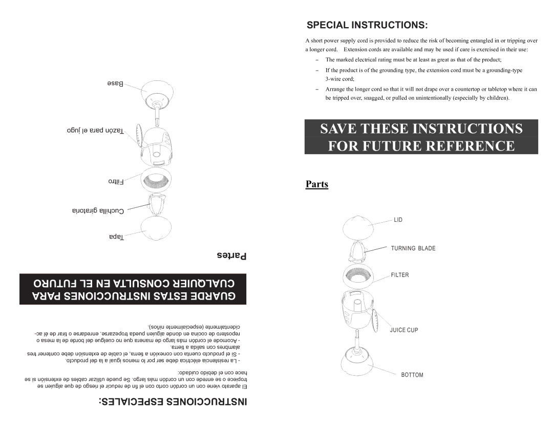 Continental Electric CE22661 user manual Save These Instructions for Future Reference 