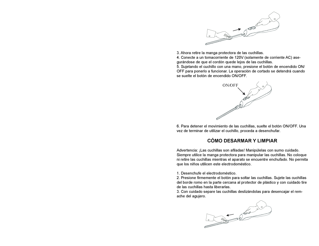 Continental Electric CE22881 instruction manual Cómo Desarmar Y Limpiar, On/Off 
