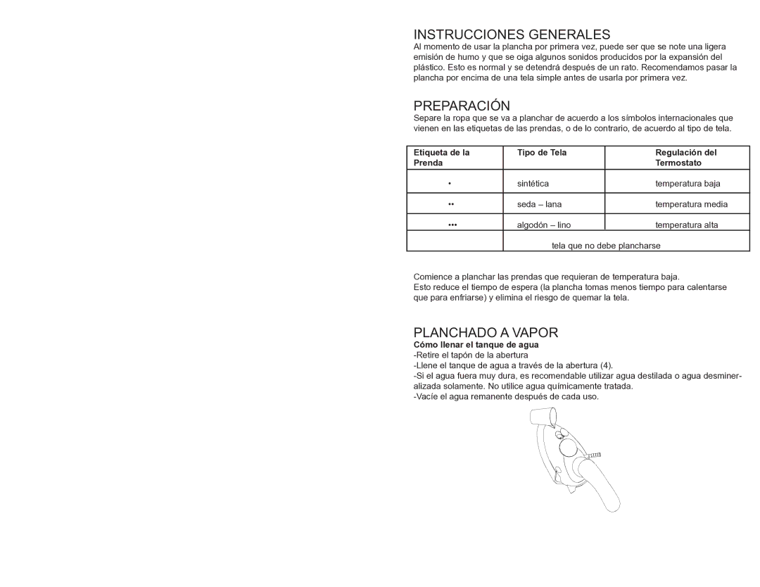 Continental Electric CE23151 instruction manual Instrucciones Generales, Preparación, Planchado a Vapor 