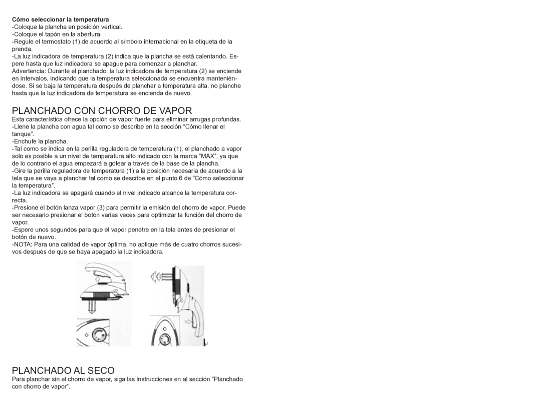 Continental Electric CE23151 instruction manual Planchado CON Chorro DE Vapor, Planchado AL Seco 