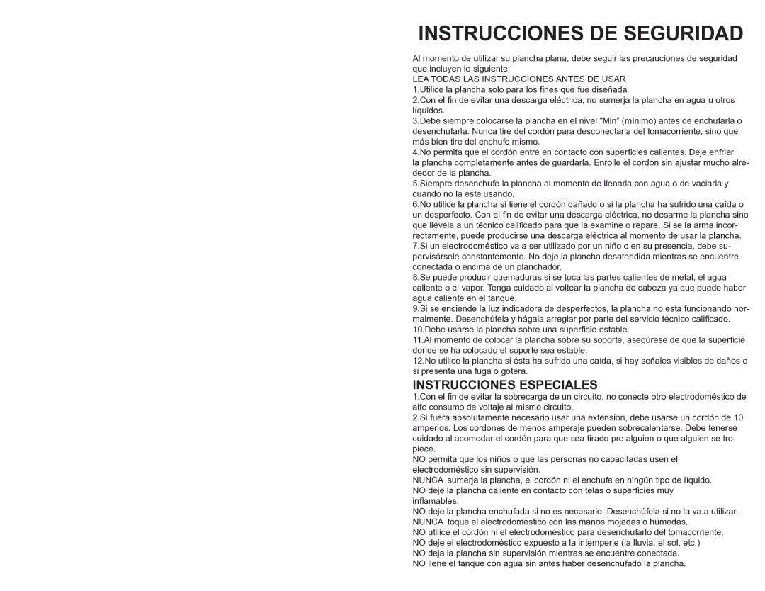 Continental Electric CE23151 instruction manual Instrucciones DE Seguridad, Instrucciones Especiales 