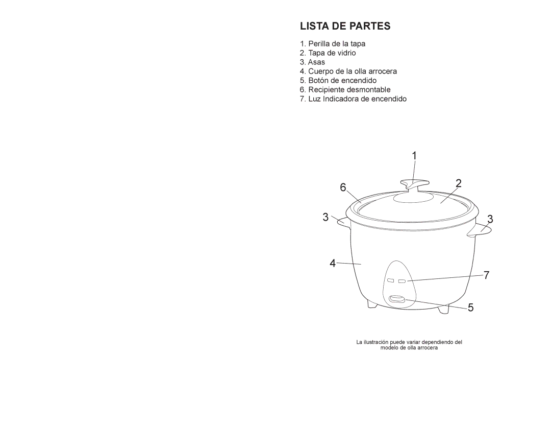 Continental Electric CE23201 user manual Lista DE Partes 