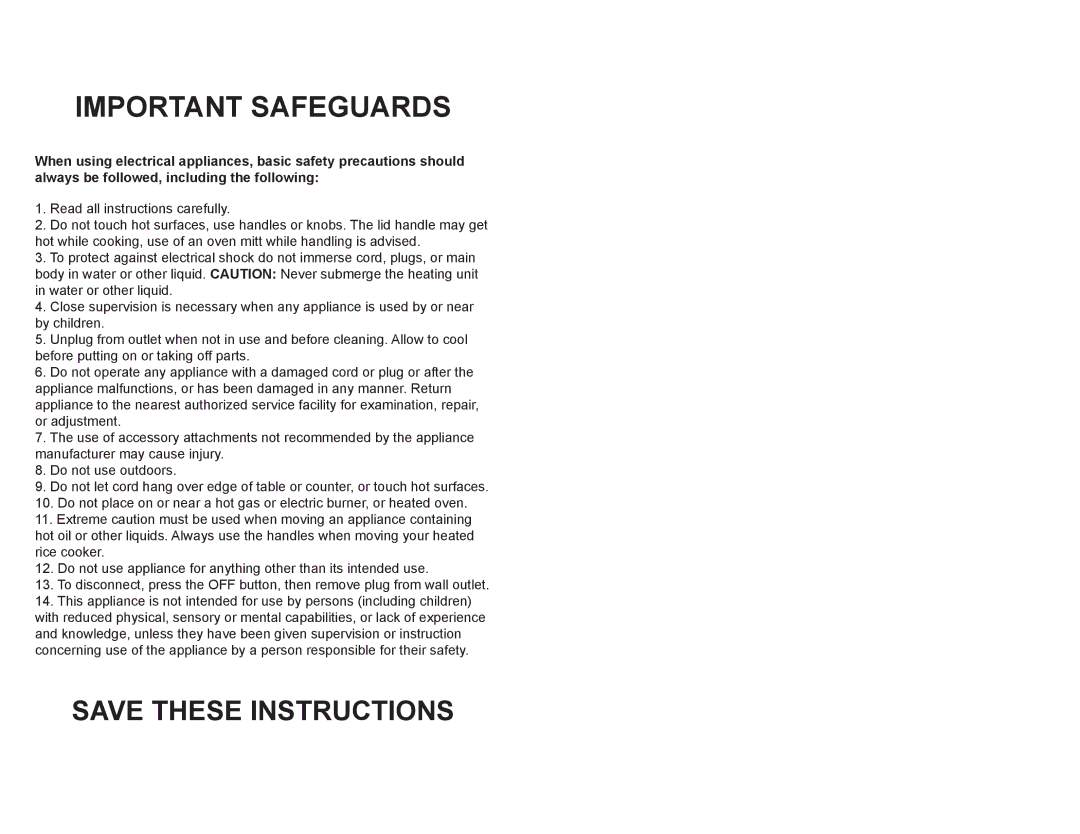 Continental Electric CE23201 user manual Important Safeguards 