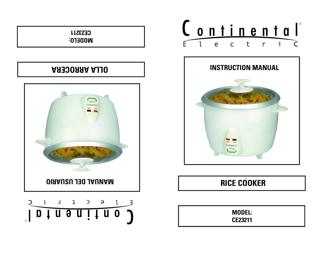 Continental Electric CE23211 instruction manual Arrocera Olla 