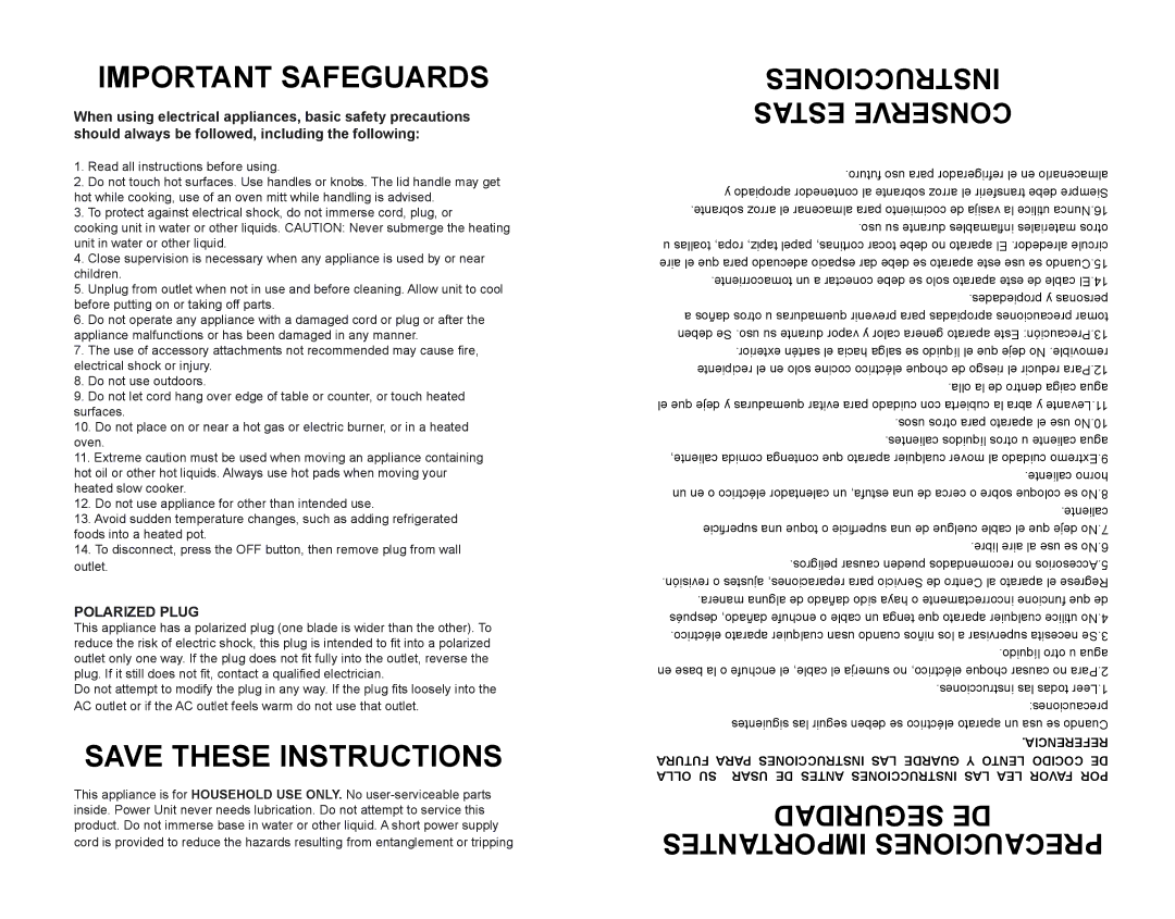 Continental Electric CE23211 instruction manual Important Safeguards, Polarized Plug 