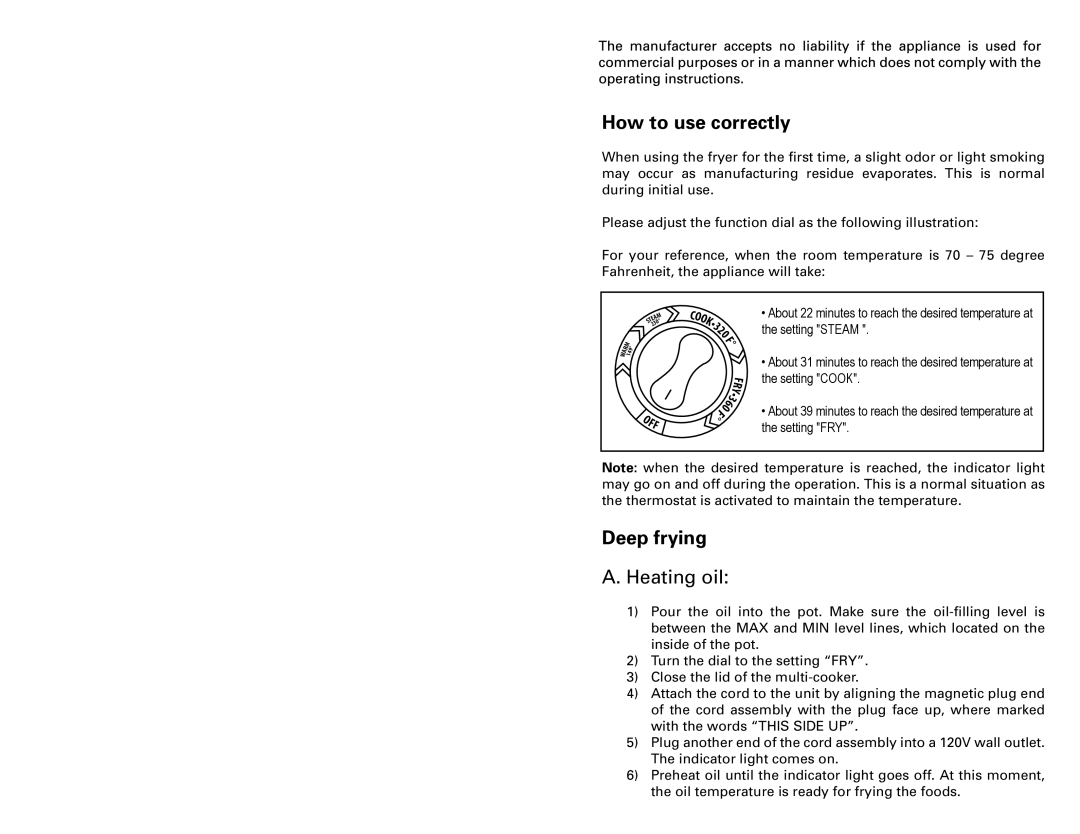 Continental Electric CE23279 user manual How to use correctly, Deep frying, A. Heating oil 