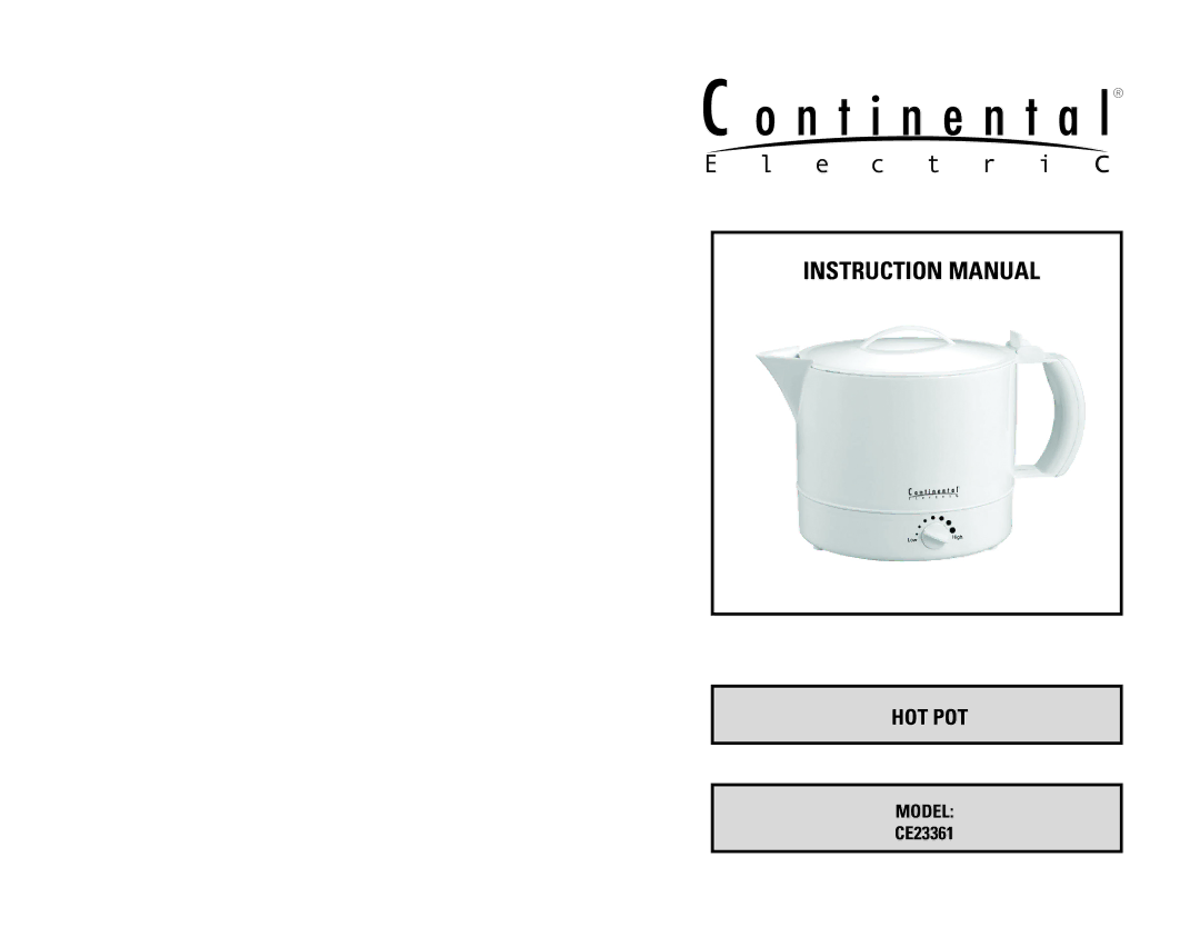 Continental Electric CE23361 instruction manual 