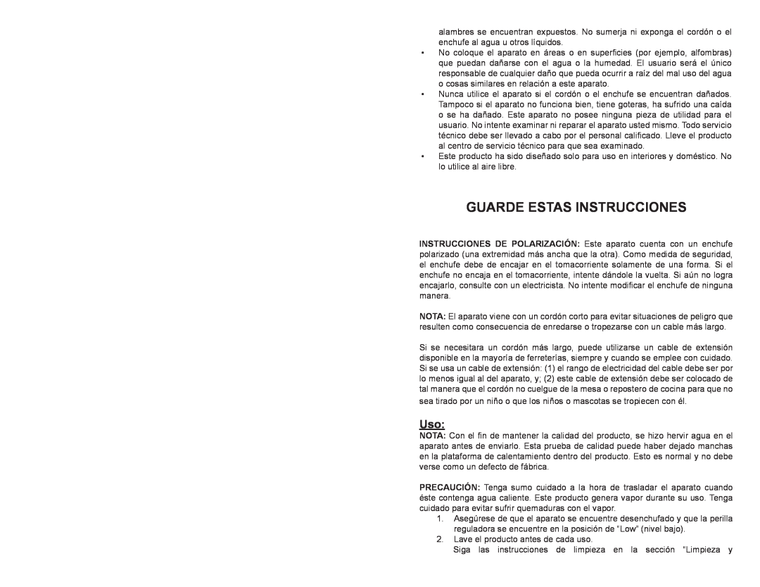 Continental Electric CE23361 instruction manual Guarde Estas Instrucciones 