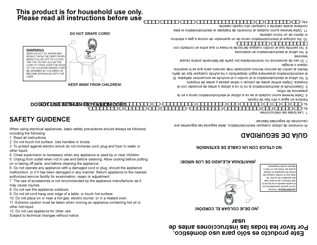 Continental Electric CE23379 user manual Guía DE Seguridad, ¡NO Deje Colgar EL Cordón 